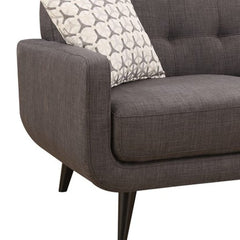 61" Charcoal And Black Loveseat and Toss Pillows - Homeroots