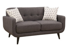 61" Charcoal And Black Loveseat and Toss Pillows - Homeroots