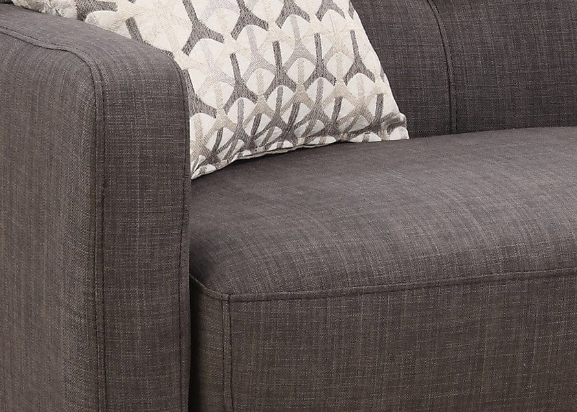 61" Charcoal And Black Loveseat and Toss Pillows - Homeroots