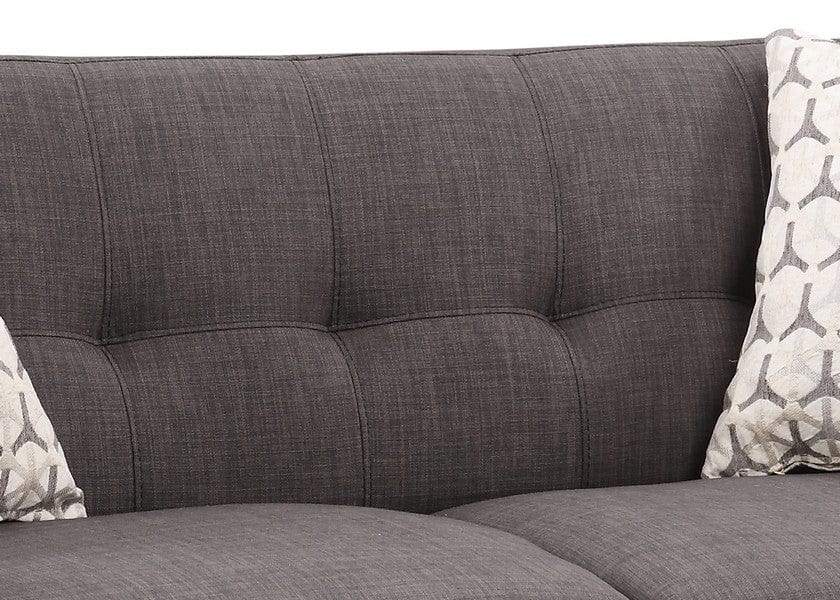 61" Charcoal And Black Loveseat and Toss Pillows - Homeroots