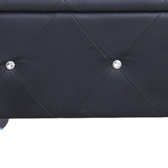 38" Black and Silver Faux Leather Storage Bench With Flip Top