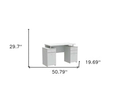 51" White Computer Desk With Five Drawers - Homeroots