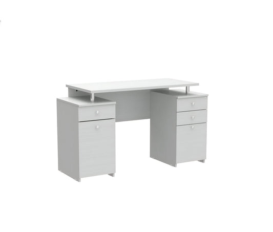 51" White Computer Desk With Five Drawers - Homeroots