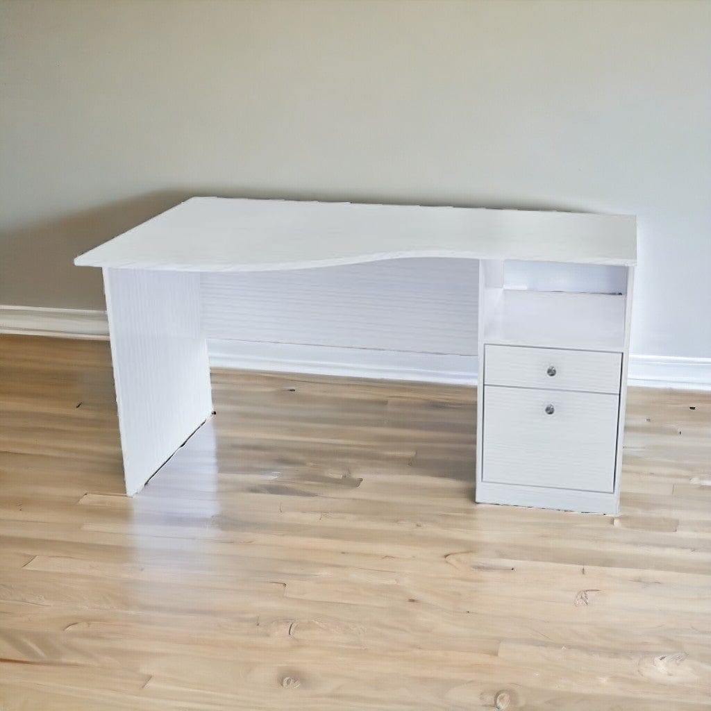 55" White Computer Desk With Two Drawers - Homeroots