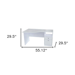 55" White Computer Desk With Two Drawers - Homeroots