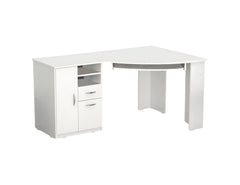 59" White Corner Computer Desk With Two Drawers - Homeroots