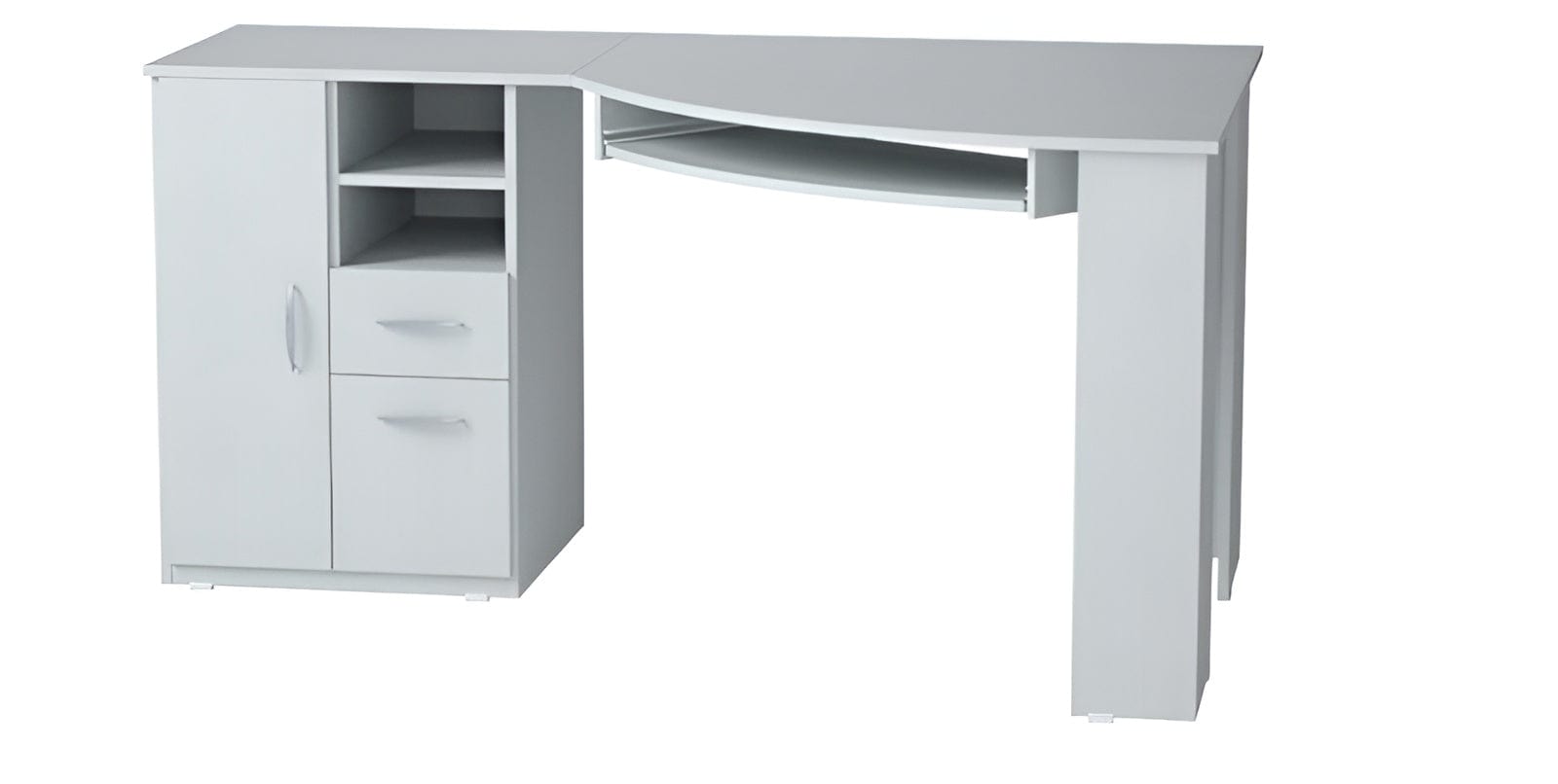 59" White Corner Computer Desk With Two Drawers - Homeroots