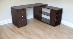 60" Espresso L Shape Computer Desk With Three Drawers - Homeroots