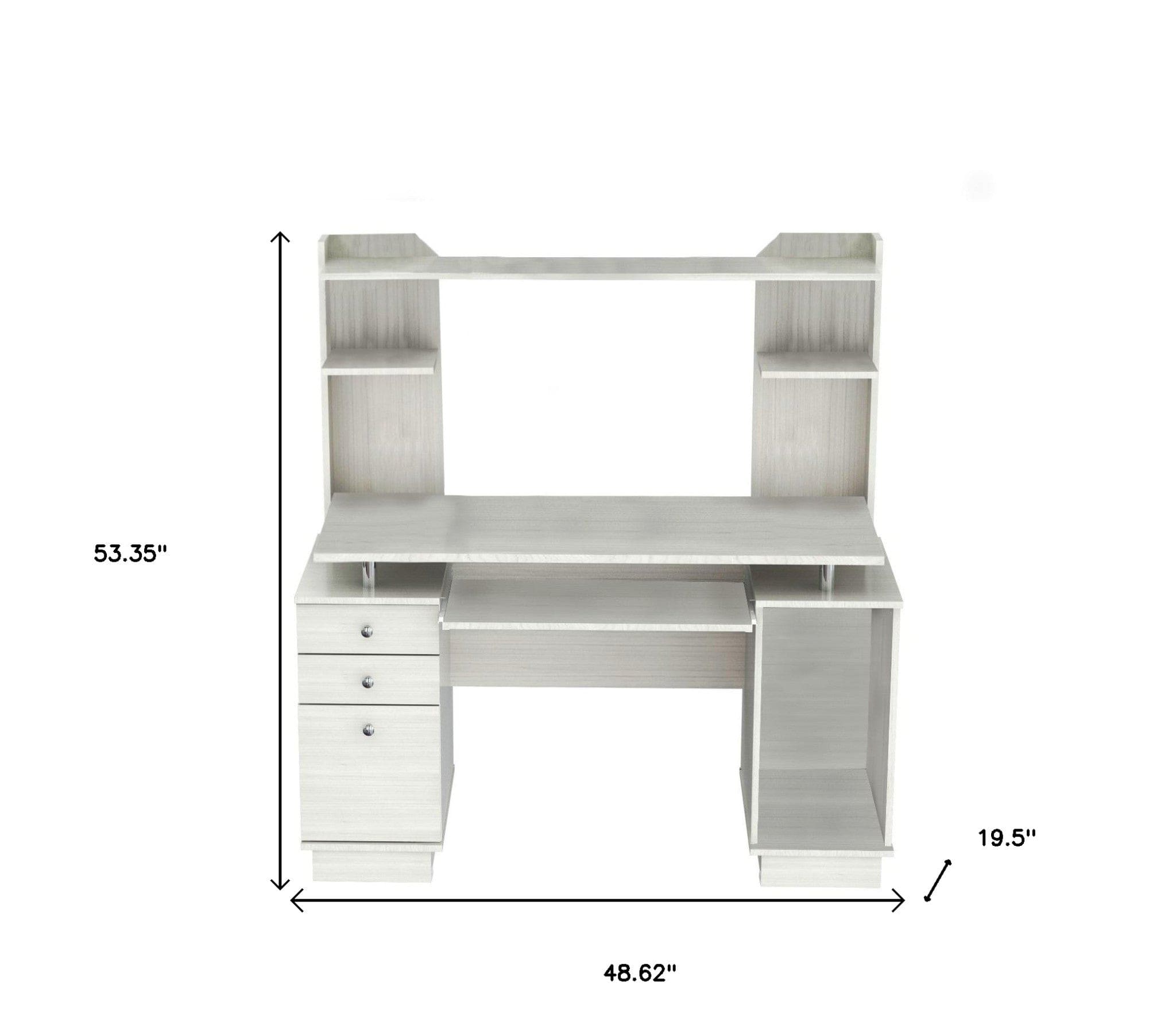 49" White Computer Desk With Three Drawers