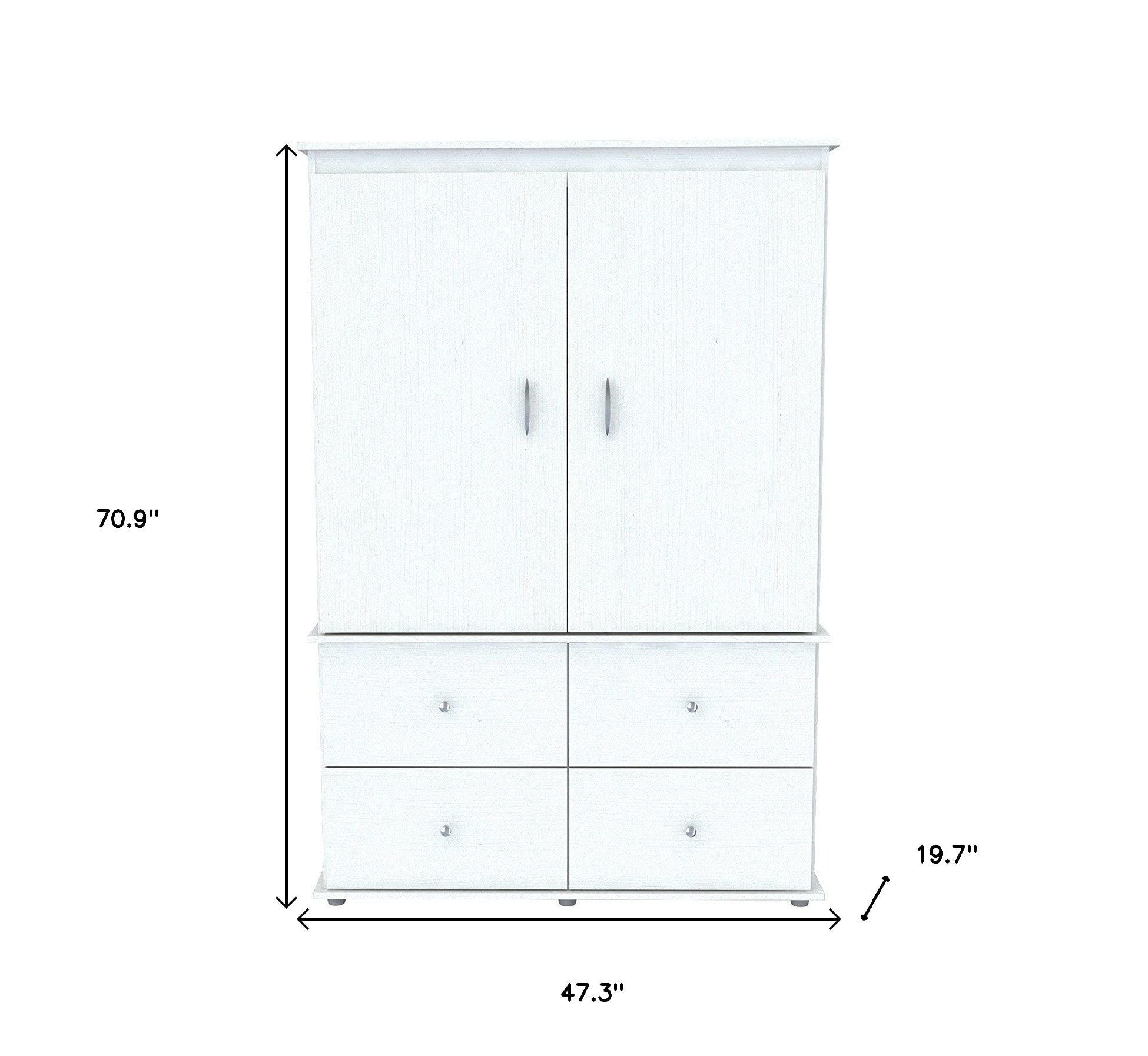 47" White Melamine Mirrored Four Drawer Combo Dresser - Homeroots