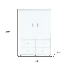 47" White Melamine Mirrored Four Drawer Combo Dresser - Homeroots