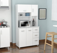 White Finish Wood Kitchen Storage Cabinet