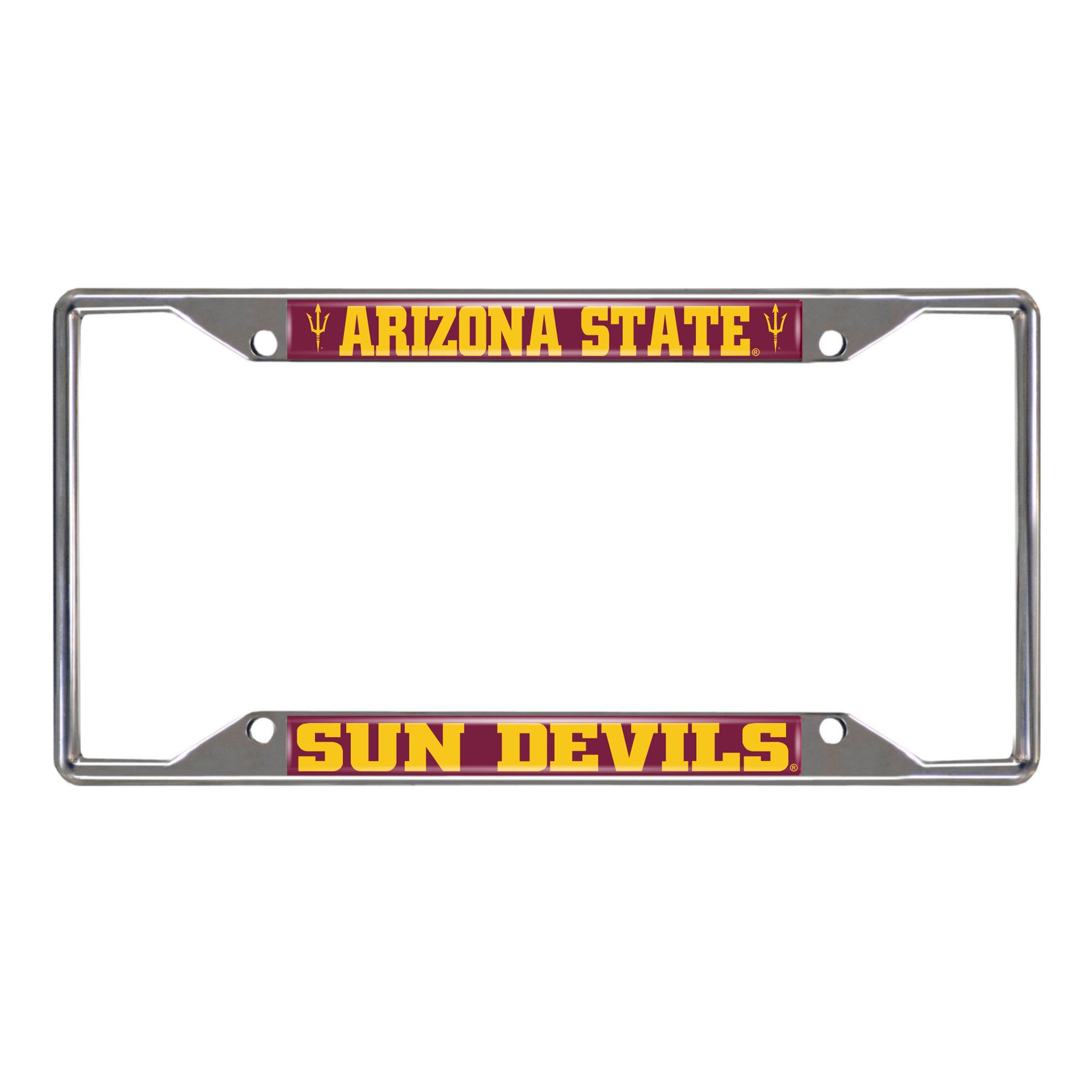 Arizona State Sun Devils Chrome Metal License Plate Frame, 6.25in x 12.25in