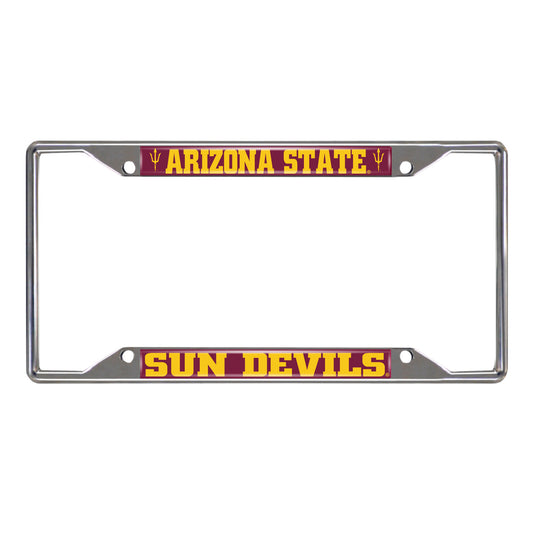 Arizona State Sun Devils Chrome Metal License Plate Frame, 6.25in x 12.25in