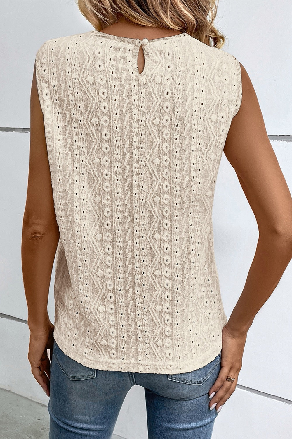 Lace Detail Eyelet Tank - Flyclothing LLC