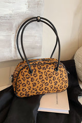 Leopard Suede Medium Shoulder Bag - Trendsi