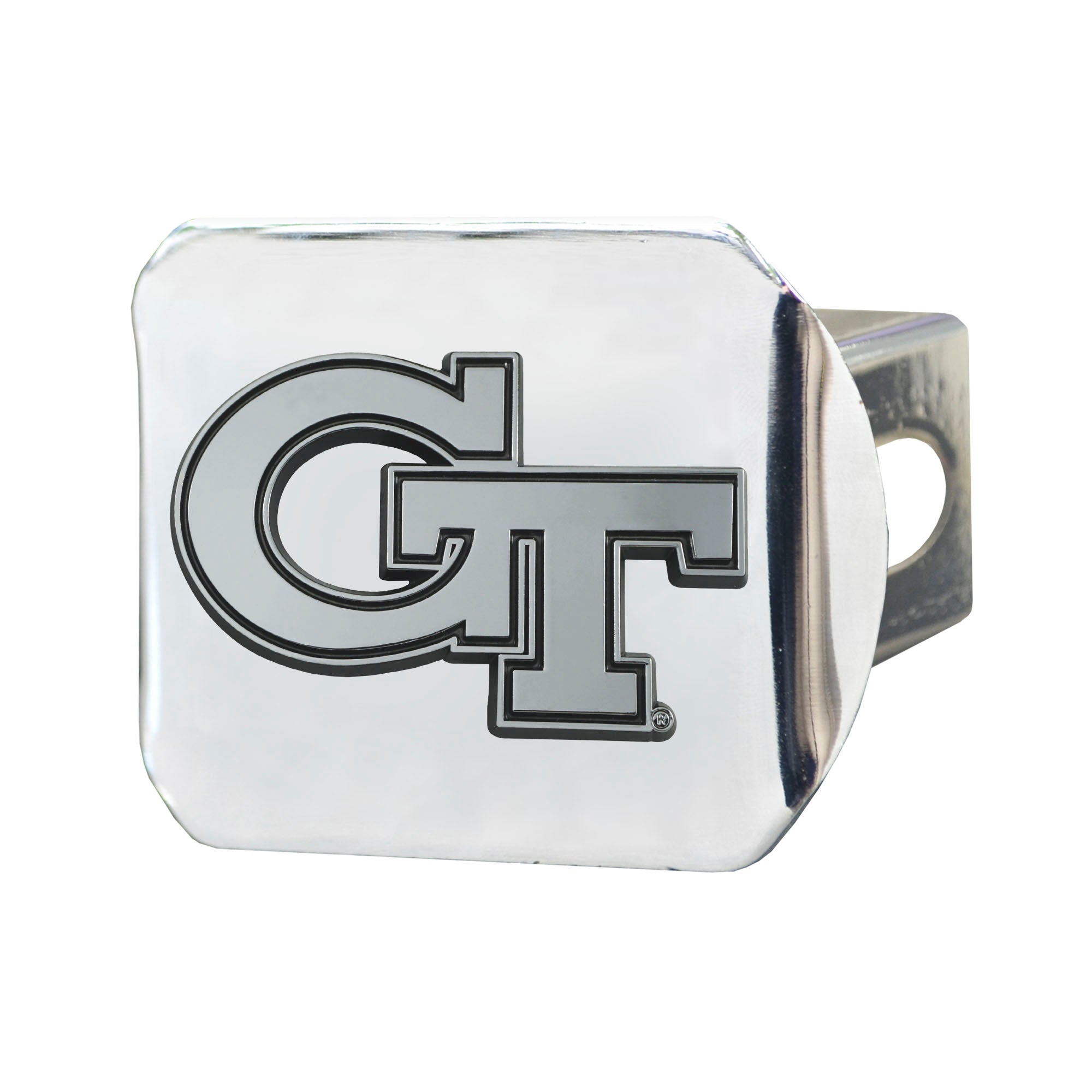 Georgia Tech Yellow Jackets Chrome Metal Hitch Cover with Chrome Metal 3D Emblem