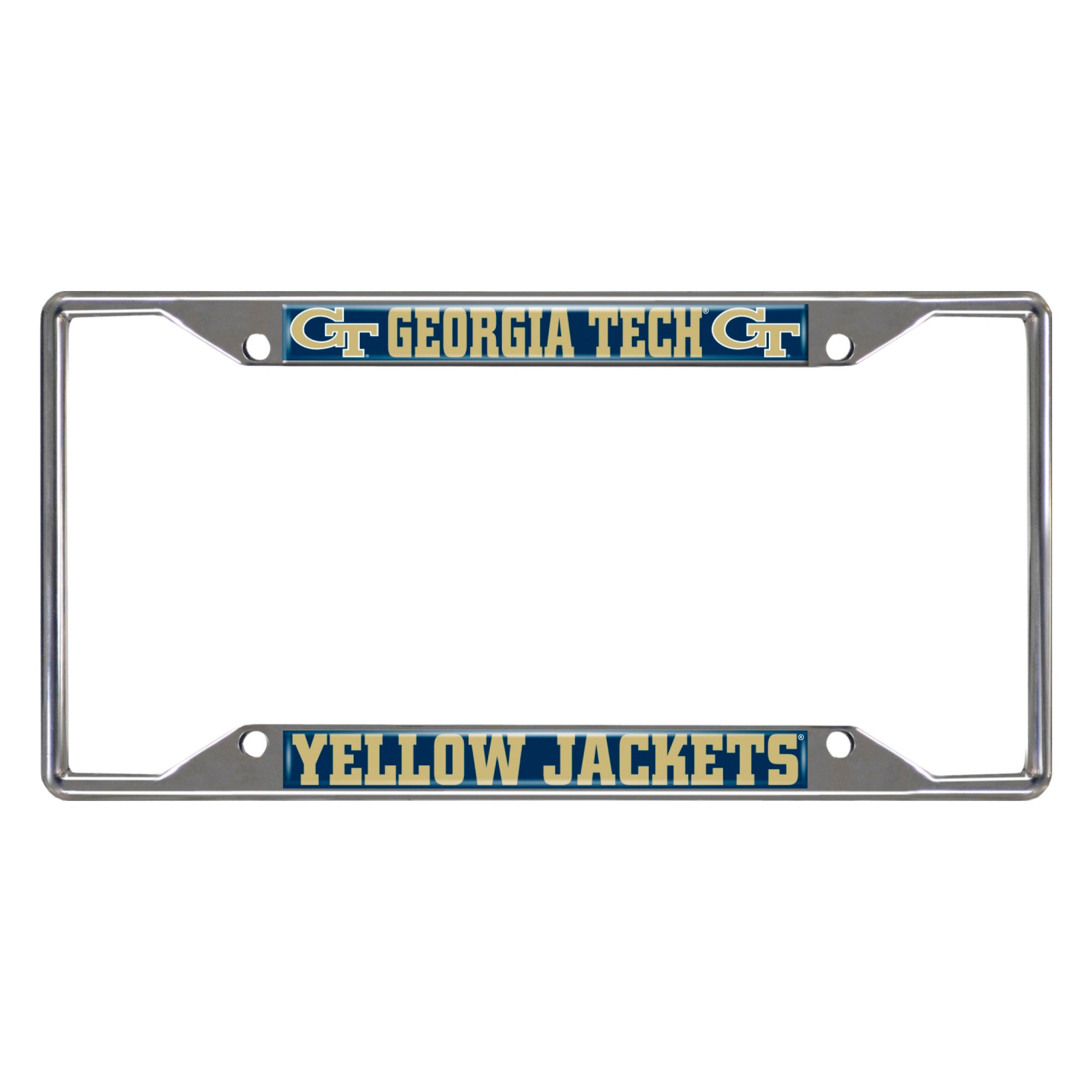 Georgia Tech Yellow Jackets Chrome Metal License Plate Frame, 6.25in x 12.25in