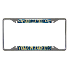 Georgia Tech Yellow Jackets Chrome Metal License Plate Frame, 6.25in x 12.25in