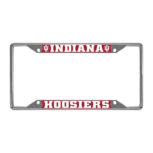 Indiana Hooisers Chrome Metal License Plate Frame, 6.25in x 12.25in