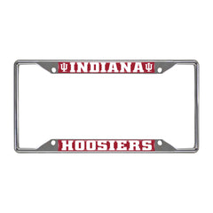 Indiana Hooisers Chrome Metal License Plate Frame, 6.25in x 12.25in