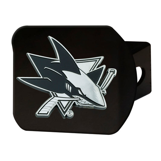 San Jose Sharks Black Metal Hitch Cover with Metal Chrome 3D Emblem