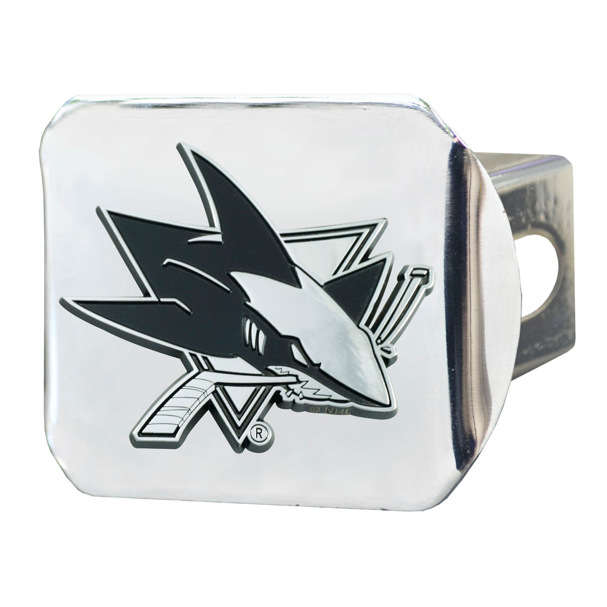 San Jose Sharks Chrome Metal Hitch Cover with Chrome Metal 3D Emblem