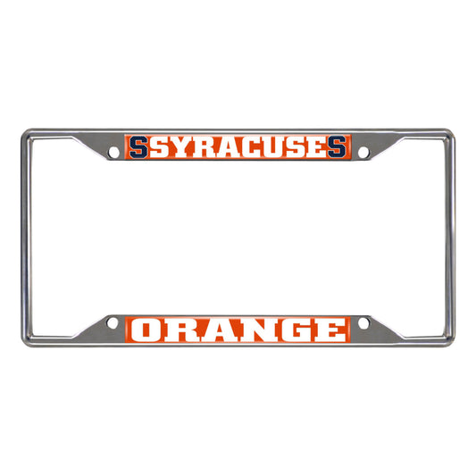 Syracuse Orange Chrome Metal License Plate Frame, 6.25in x 12.25in