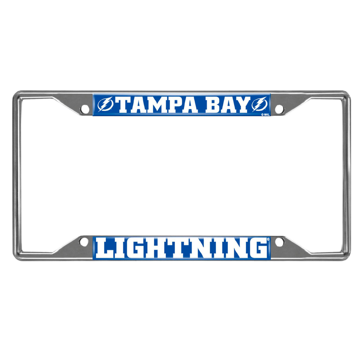 Tampa Bay Lightning Chrome Metal License Plate Frame, 6.25in x 12.25in