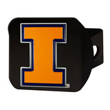 Illinois Illini Black Metal Hitch Cover - 3D Color Emblem