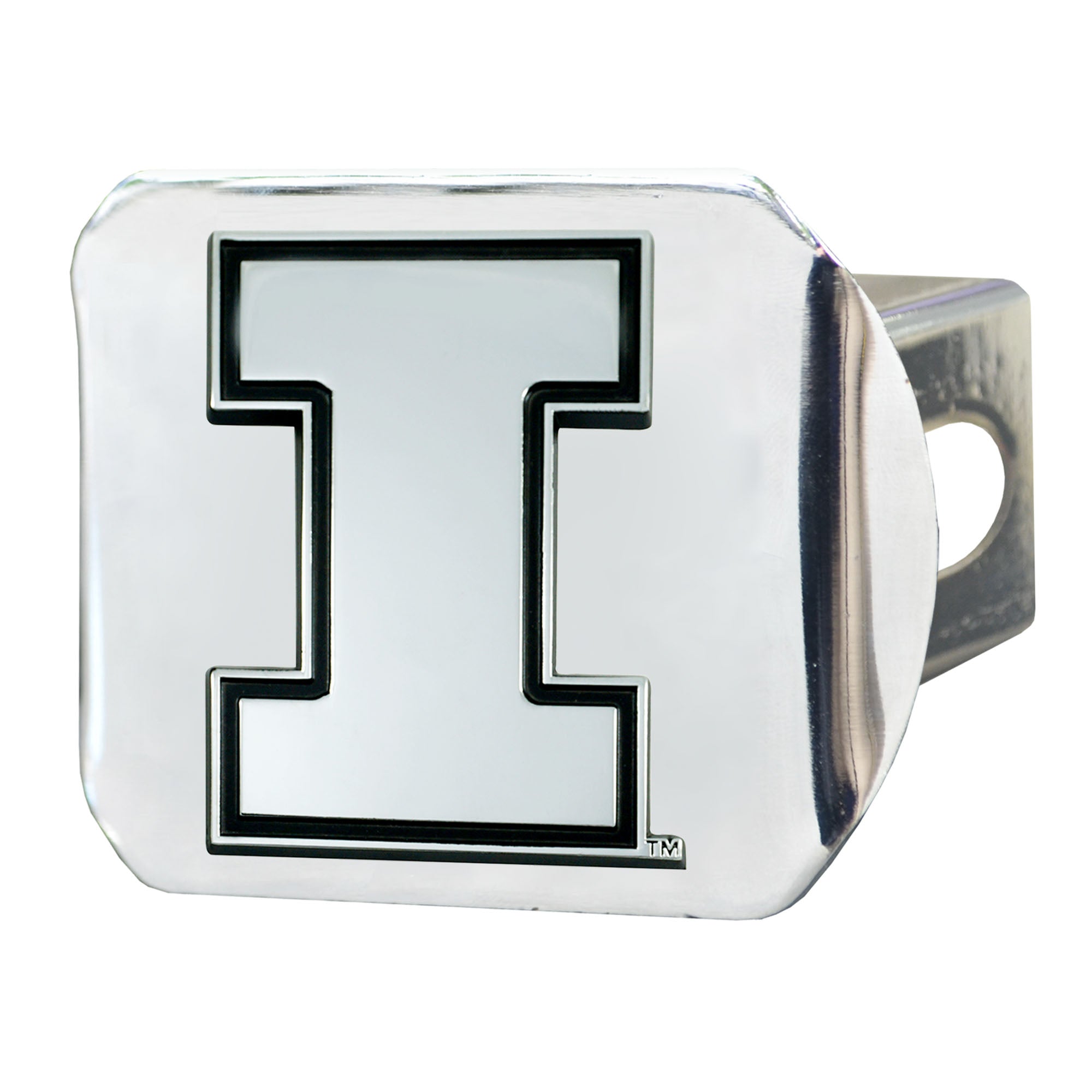 Illinois Illini Chrome Metal Hitch Cover with Chrome Metal 3D Emblem