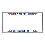 Illinois Illini Chrome Metal License Plate Frame, 6.25in x 12.25in