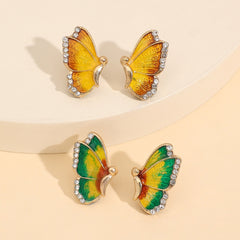 2 Piece Rhinestone Alloy Butterfly Stud Earrings - Flyclothing LLC