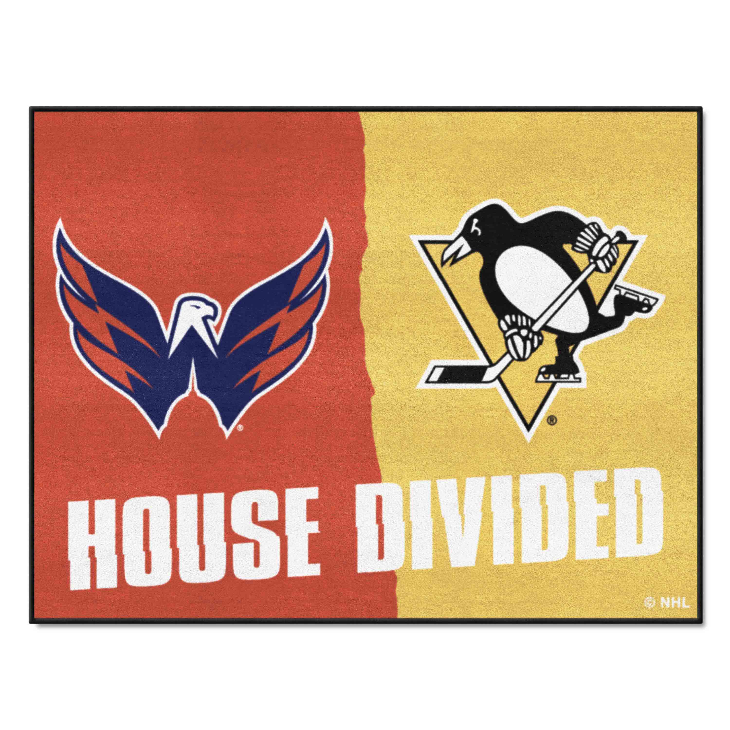 NHL House Divided - Capitals / Penguins House Divided Rug - 34 in. x 42.5 in. - NHL House Divided - Capitals / Penguins