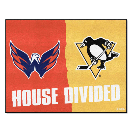 NHL House Divided - Capitals / Penguins House Divided Rug - 34 in. x 42.5 in. - NHL House Divided - Capitals / Penguins