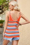 Openwork Striped Scoop Neck Knit Cami - Flyclothing LLC