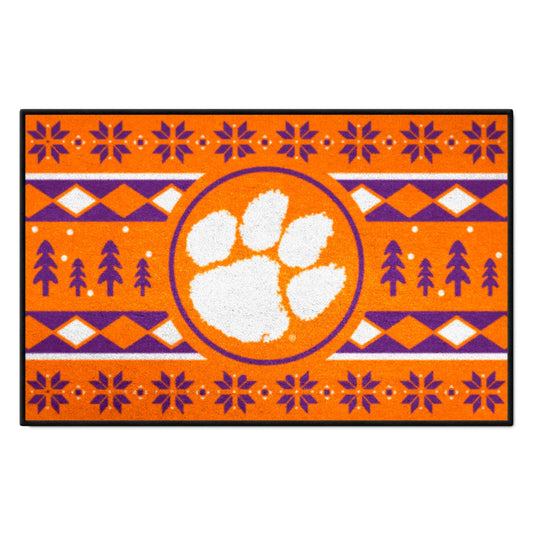 Clemson Tigers Holiday Sweater Starter Mat Accent Rug - 19in. x 30in. - Clemson