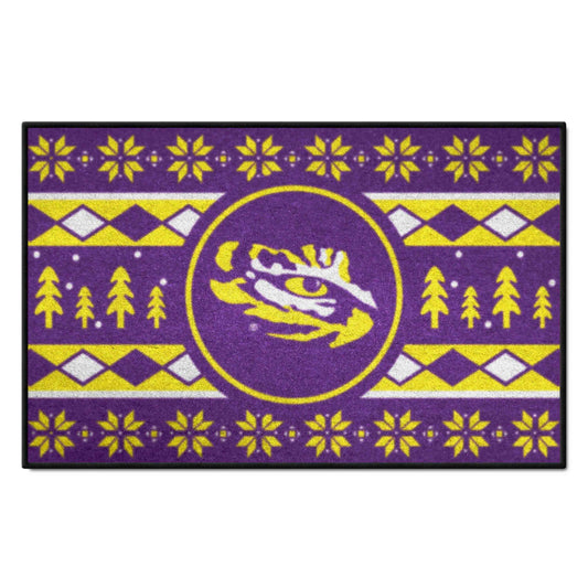 LSU Tigers Holiday Sweater Starter Mat Accent Rug - 19in. x 30in.