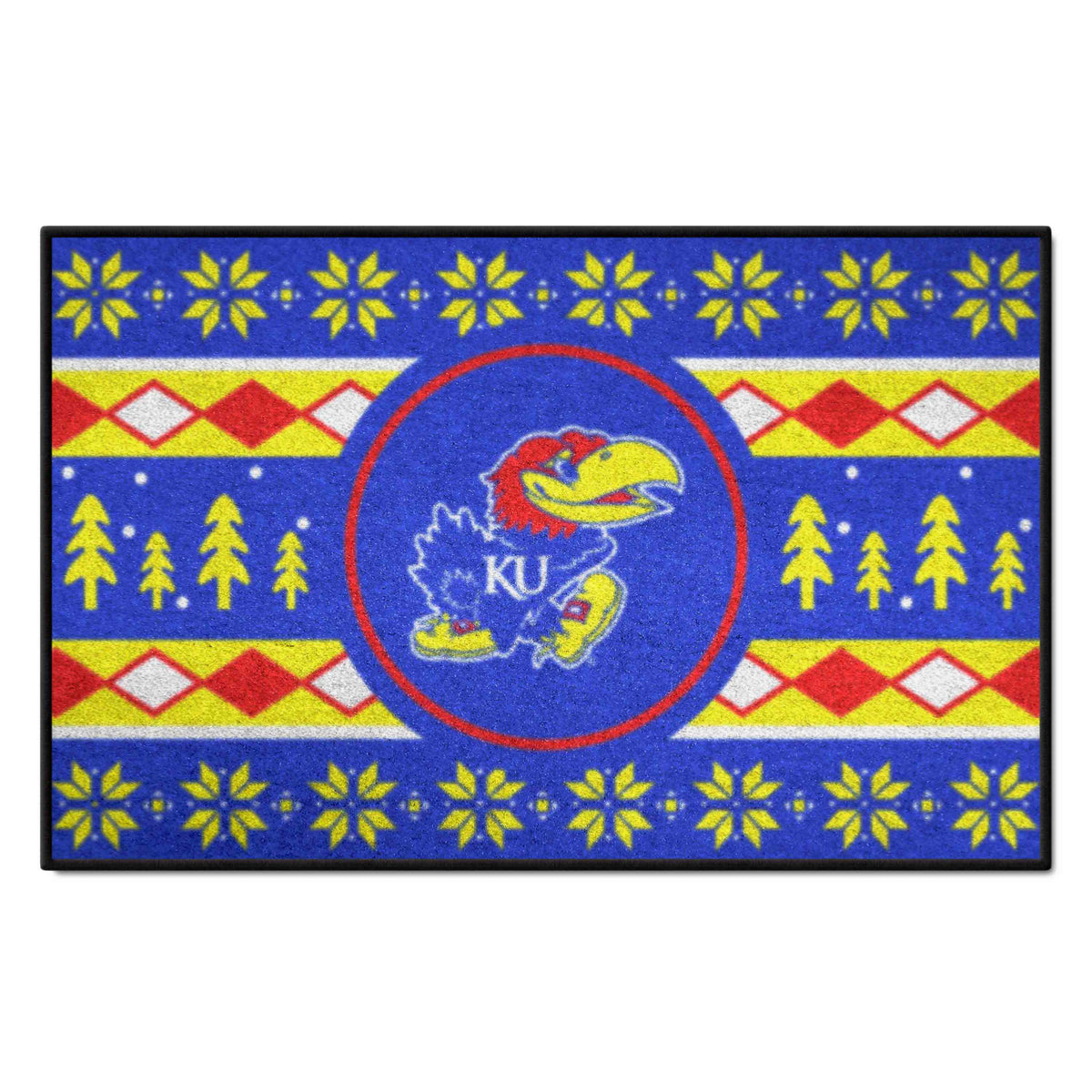 Kansas Jayhawks Holiday Sweater Starter Mat Accent Rug - 19in. x 30in.