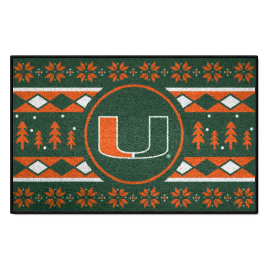 Miami Hurricanes Holiday Sweater Starter Mat Accent Rug - 19in. x 30in.