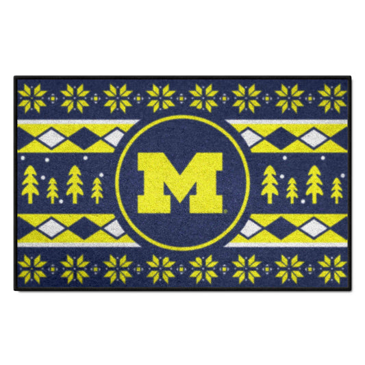 Michigan Wolverines Holiday Sweater Starter Mat Accent Rug - 19in. x 30in.