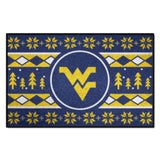 West Virginia Mountaineers Holiday Sweater Starter Mat Accent Rug - 19in. x 30in.