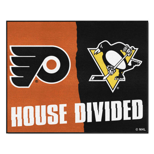 NHL House Divided - Penguins/Flyers House Divided Rug - 34 in. x 42.5 in. - House Divided - Penguins / Flyers