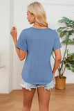 Ruched Round Neck Short Sleeve T-Shirt Trendsi