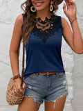 Lace Detail Heathered Tank - Flyclothing LLC