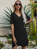 V-Neck Short Sleeve Mini Dress - Flyclothing LLC