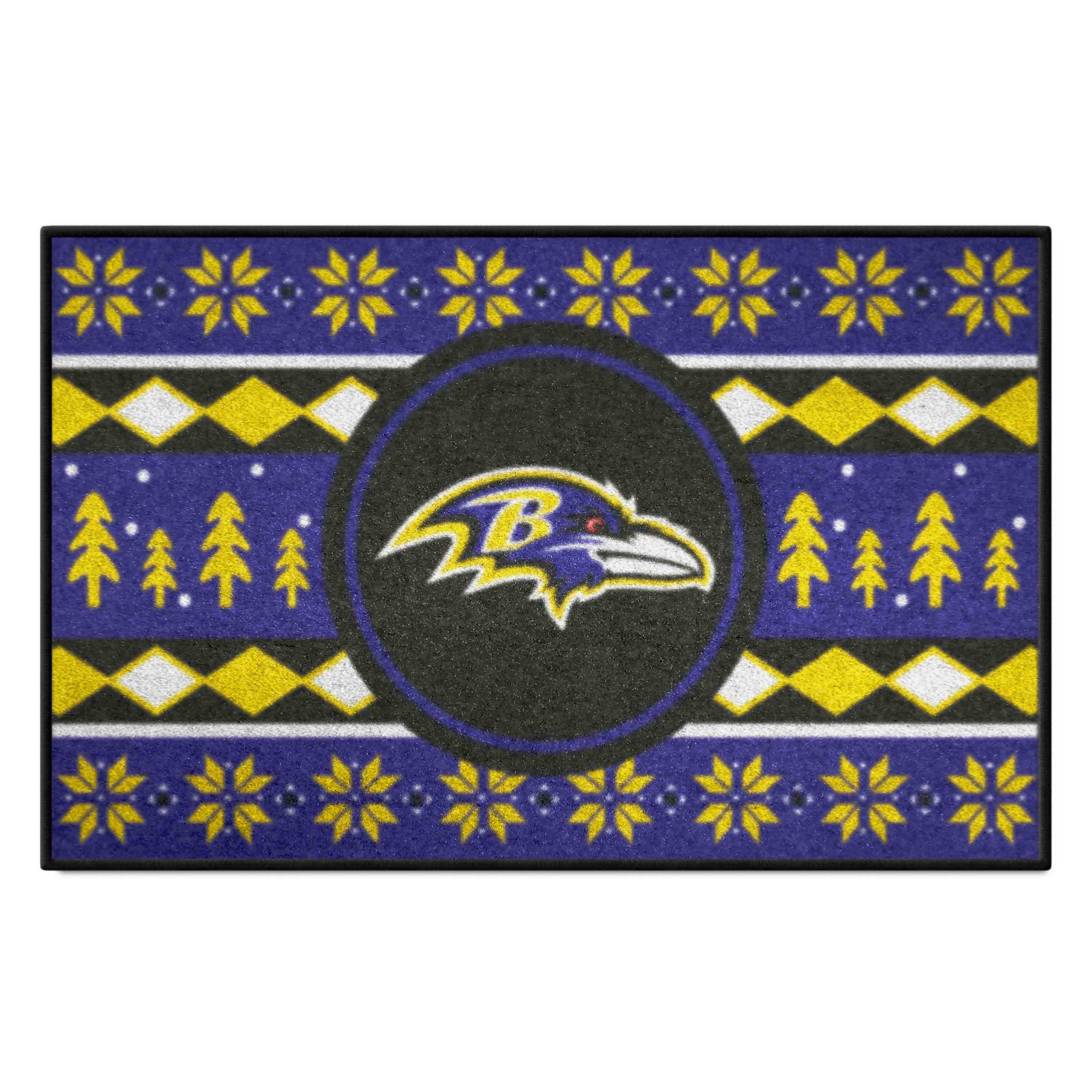 Baltimore Ravens Holiday Sweater Starter Mat Accent Rug - 19in. x 30in.