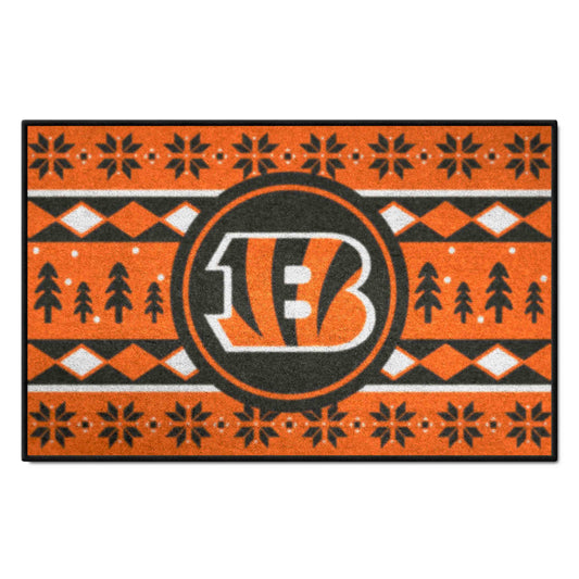 Cincinnati Bengals Holiday Sweater Starter Mat Accent Rug - 19in. x 30in.