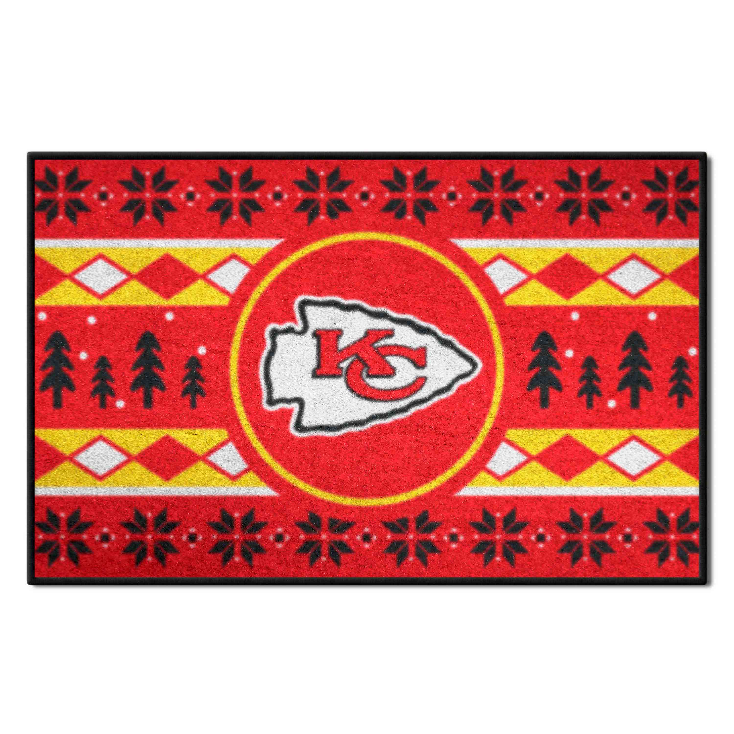 Kansas City Chiefs Holiday Sweater Starter Mat Accent Rug - 19in. x 30in.