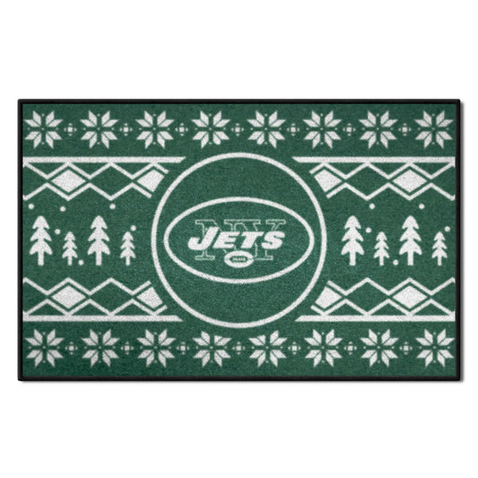 New York Jets Holiday Sweater Starter Mat Accent Rug - 19in. x 30in.